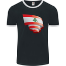 Curled Lebanon Flag Lebanese Day Football Mens Ringer T-Shirt FotL Black/White