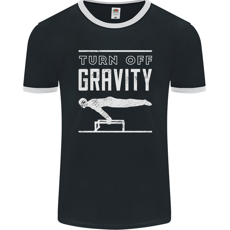 Gymnastics Turn Off Gravity Gymnast Pommel Horse Mens Ringer T-Shirt FotL Black/White