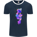 Psychedelic Magic Mushrooms LSD Mens Ringer T-Shirt FotL Navy Blue/White
