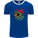 Torn Vanuatu Flag Day Football Mens Ringer T-Shirt FotL Royal Blue/White