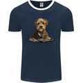 A Dog Reading a Book Mens Ringer T-Shirt FotL Navy Blue/White