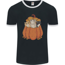 Pumpkin Cats Funny Halloween Mens Ringer T-Shirt FotL Black/White