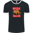 Wake Me Up When It's Christmas Funny Sloth Xmas Mens Ringer T-Shirt FotL Black/White