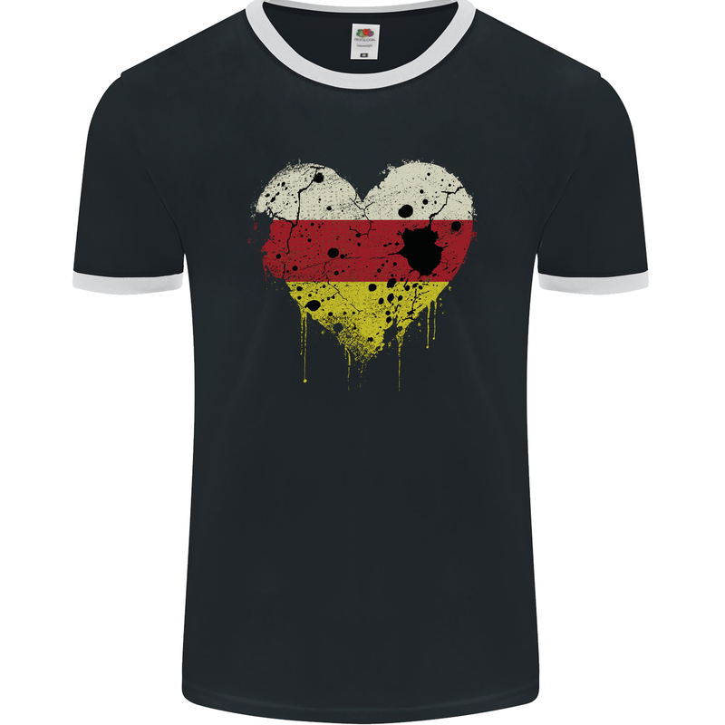 Love Flag North Ossetia Football Mens Ringer T-Shirt FotL Black/White