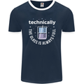 Technically the Glass is Always Full Science Funny Mens Ringer T-Shirt FotL Navy Blue/White