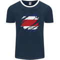 Torn Costa Rica Flag Rican Day Football Mens Ringer T-Shirt FotL Navy Blue/White