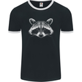 Raccoon Face Mens Ringer T-Shirt FotL Black/White