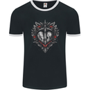 Fantasy Heart & Sword Mens Ringer T-Shirt FotL Black/White