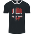 Norway Skull Flag Gym Bodybuilding Biker Mens Ringer T-Shirt FotL Black/White