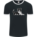 A Border Collie Dog Mens Ringer T-Shirt FotL Black/White