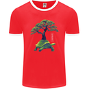 Abstract Tortoise Tree Mens Ringer T-Shirt FotL Red/White