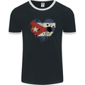 Love Cuba Flag Cuban Day Football Mens Ringer T-Shirt FotL Black/White