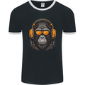 A Gorilla with Headphones Music DJ Mens Ringer T-Shirt FotL Black/White