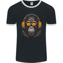 A Gorilla with Headphones Music DJ Mens Ringer T-Shirt FotL Black/White