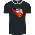 Curled Antigua and Barbuda Flag Day Football Mens Ringer T-Shirt FotL Black/White