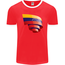Curled Venezuela Flag Venezuelans Day Football Mens Ringer T-Shirt FotL Red/White