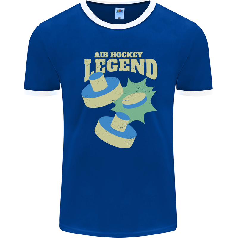 Funny Air Hockey Legend Mens Ringer T-Shirt FotL Royal Blue/White