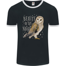 Beauty of the Night Owl Birds of Prey Mens Ringer T-Shirt FotL Black/White
