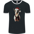 Christmas Goat Wearing  an Xmas Hat Mens Ringer T-Shirt FotL Black/White