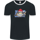 A Christmas Shark Wearing an Xmas Hat Mens Ringer T-Shirt FotL Black/White