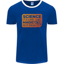 Science Like Magic but Real Physics Geek Mens Ringer T-Shirt FotL Royal Blue/White