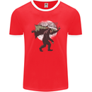 Christmas Bigfoot With an Xmas Tree Mens Ringer T-Shirt FotL Red/White