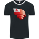 Curled Tongo Flag Tongan Day Football Mens Ringer T-Shirt FotL Black/White