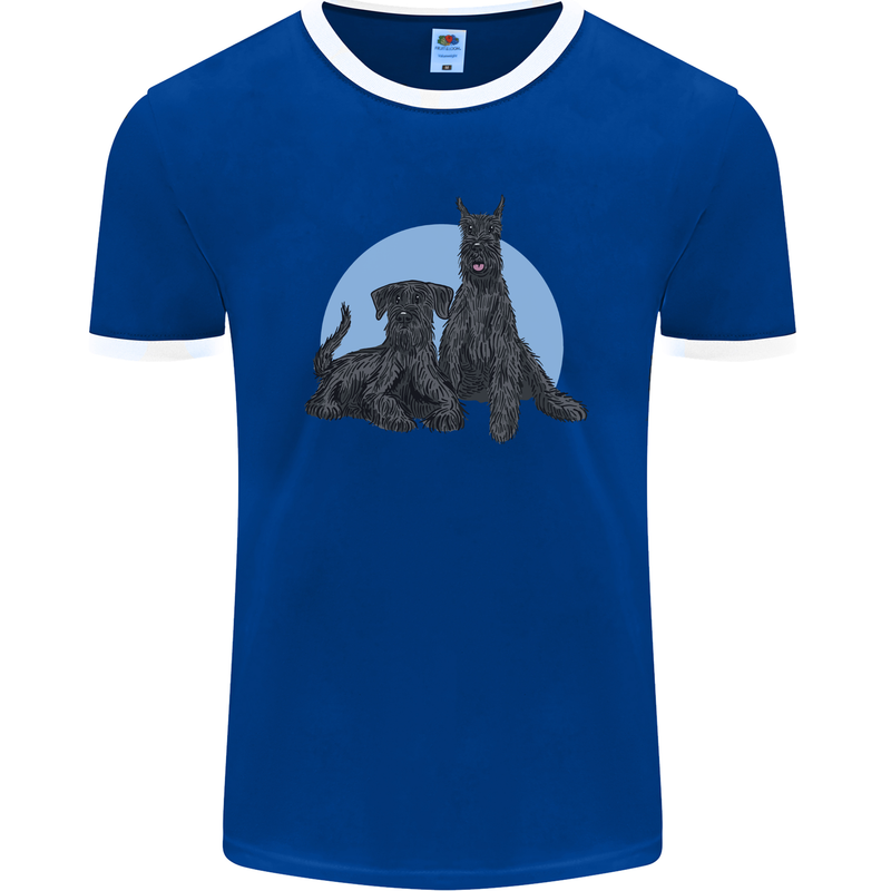 A Pair of Schnauzer Gigantes Dog Mens Ringer T-Shirt FotL Royal Blue/White