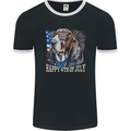 Bassett Hound 4th of July Independence Day Mens Ringer T-Shirt FotL Black/White