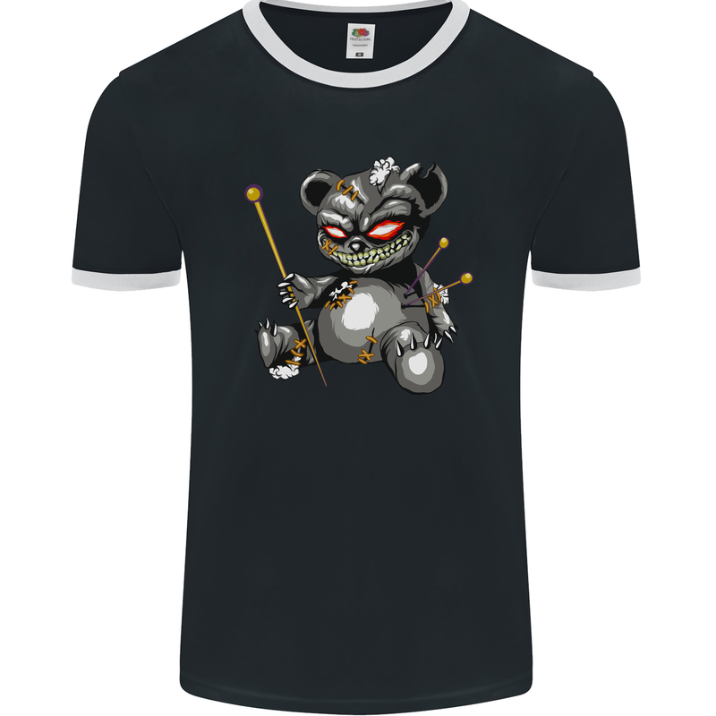 Voodoo Doll Skull Koala Bear Halloween Mens Ringer T-Shirt FotL Black/White