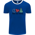 Peace Love Christmas Xmas Mens Ringer T-Shirt Royal Blue/White