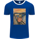 Hipster Scream Painting Mens Ringer T-Shirt FotL Royal Blue/White