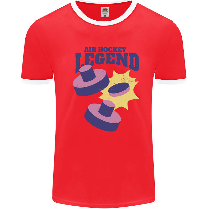 Air Hockey Legend Funny Mens Ringer T-Shirt Red/White