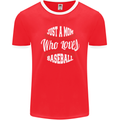 Just a Mom Who Loves Baseball Funny Mens Ringer T-Shirt FotL Red/White