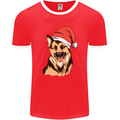 Christmas German Shepherd Dog Xmas Alsatian Mens Ringer T-Shirt FotL Red/White