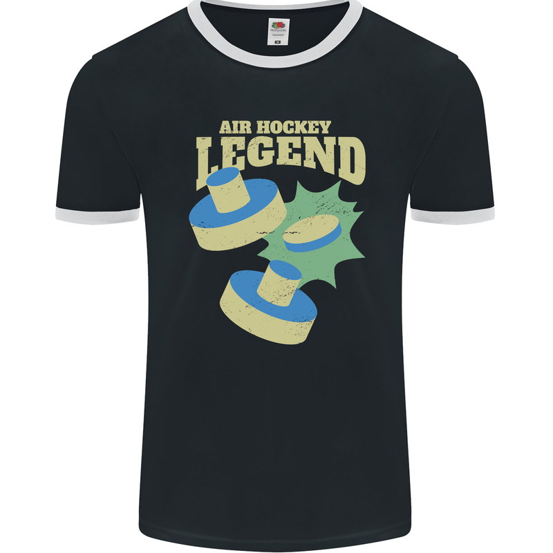 Funny Air Hockey Legend Mens Ringer T-Shirt FotL Black/White