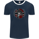 Norway Bodybuilding Flag Gym Training Spartan Mens Ringer T-Shirt FotL Navy Blue/White