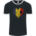 Love Romania Flag Romanian Day Football Mens Ringer T-Shirt FotL Black/White