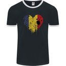 Love Romania Flag Romanian Day Football Mens Ringer T-Shirt FotL Black/White