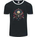 American Skull Shield USA Flag Mens Ringer T-Shirt FotL Black/White