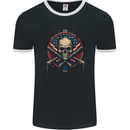American Skull Shield USA Flag Mens Ringer T-Shirt FotL Black/White