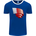 Curled Bahrain Flag Bahraini Day Football Mens Ringer T-Shirt FotL Royal Blue/White