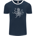 Scuba Diving Octopus Diver Cthulhu Kraken Mens Ringer T-Shirt FotL Navy Blue/White