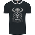Viking Raiding Warrior Skull Mens Ringer T-Shirt FotL Black/White