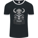 Viking Raiding Warrior Skull Mens Ringer T-Shirt FotL Black/White
