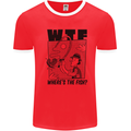 WTF Wheres the Fish Funny Fishing Fisherman Mens Ringer T-Shirt Red/White