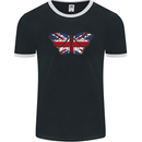 Union Jack Butterfly British Britain Flag Mens Ringer T-Shirt FotL Black/White