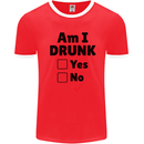 Am I Drunk Funny Beer Alcohol Wine Guiness Mens Ringer T-Shirt Red/White