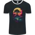 A Retrowave Landscape Outdoors Hiking Mens Ringer T-Shirt FotL Black/White