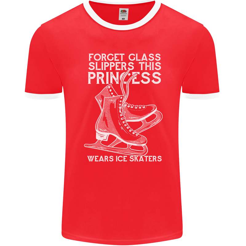 Funny This Princess Wears Ice Skates Skater Mens Ringer T-Shirt FotL Red/White